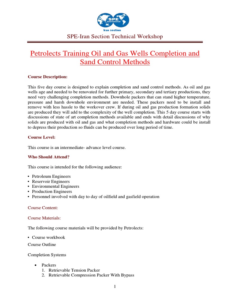 Oil and Gas Wells Completion and Sand Control Method | PDF | Oil Well ...