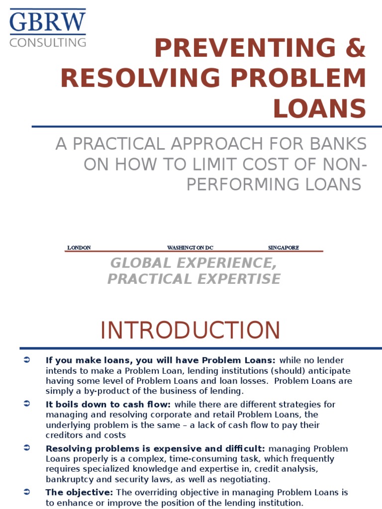 Principles of Problem Loan Management PDF Loans Credit (Finance)