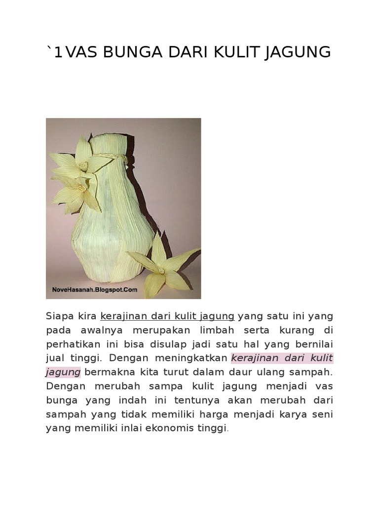 1 Vas Bunga Dari Kulit Jagung