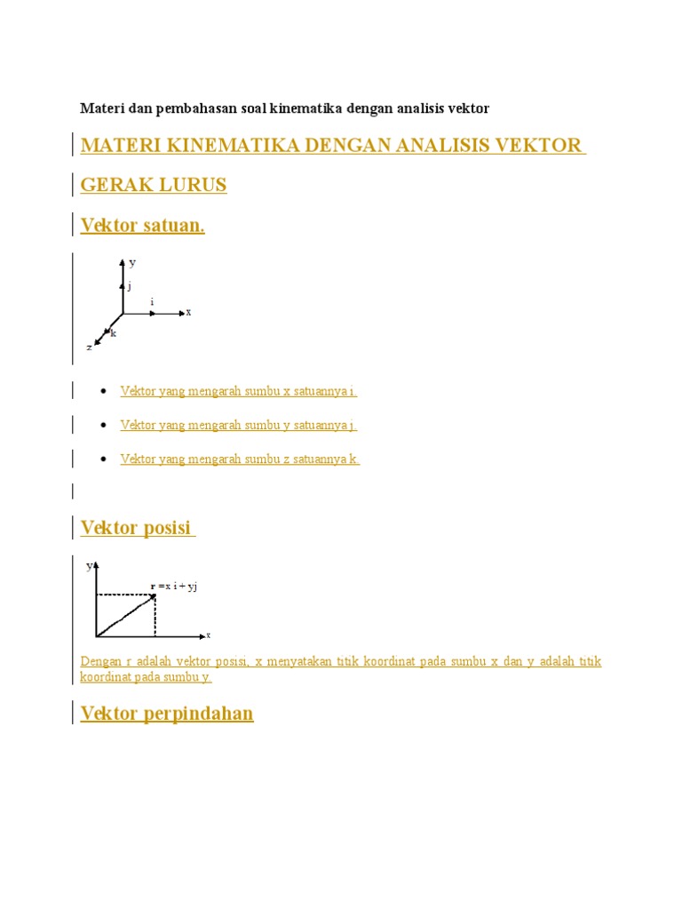 Contoh Soal Analisis Vektor Untuk Gerak - Contoh Soal Terbaru