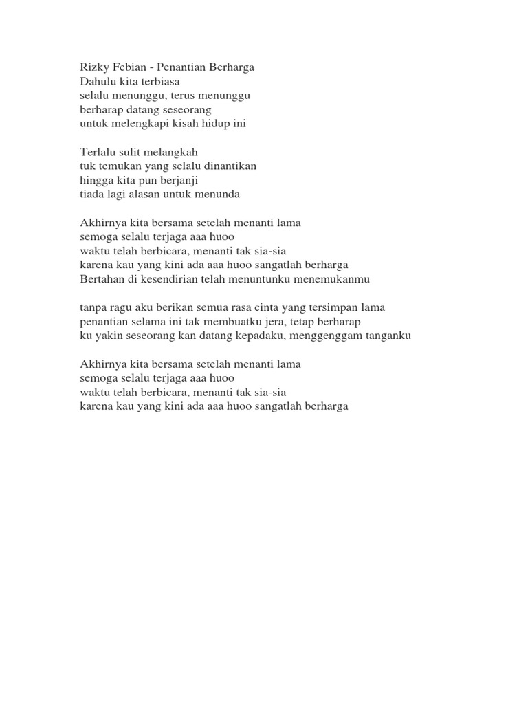 Lirik Penantian Berharga Pdf