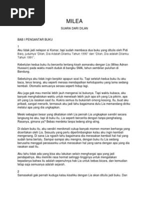 Novel Milea Suara Dari Dilan Full Halaman Berbagai Suara