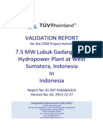 Validation Report 7.5 MW Lubuk Gadang Small Hydropower Plant at West Sumatera, Indonesia in Indonesia