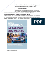 (Livre) La Langue Des Médias: Destruction Du Langage Et Fabrication Du Consentement - Ingrid Riocreux