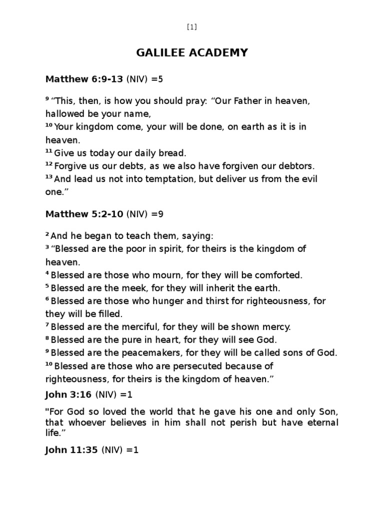 Key Bible Verses for Faith and Prayer | PDF | Lord's Prayer | Religious ...