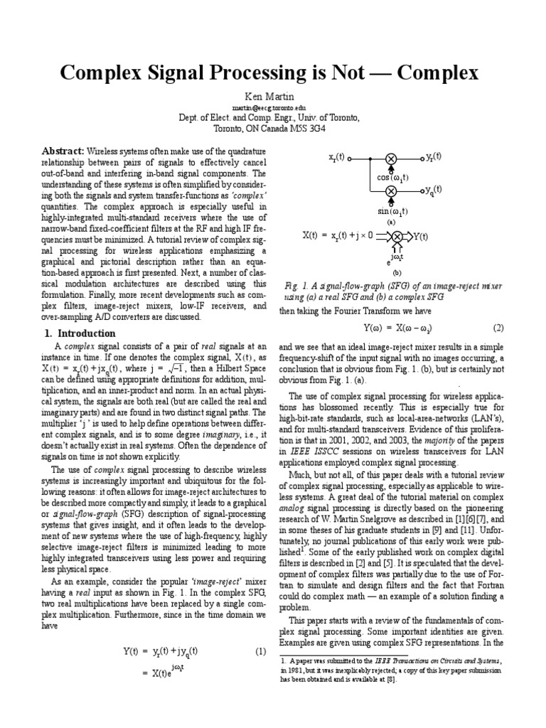 Complex Signal Processing Is Not - Complex: Abstract | PDF