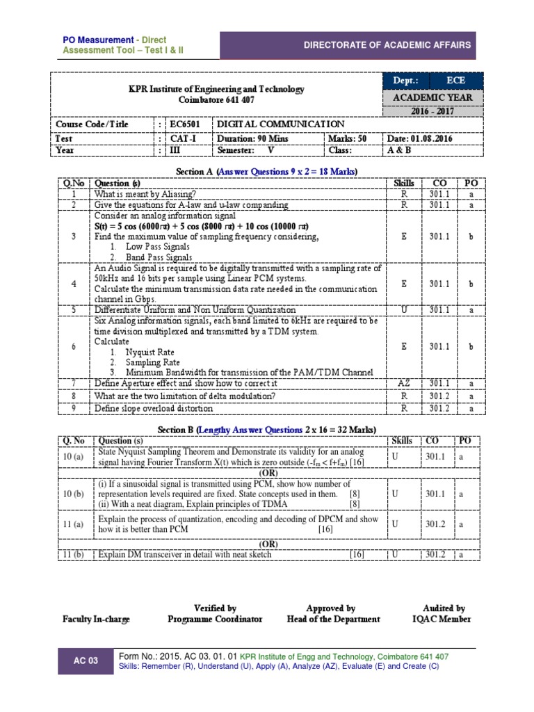 Digital Comm. Exam for ECE Students | PDF | Teaching Methods & Materials