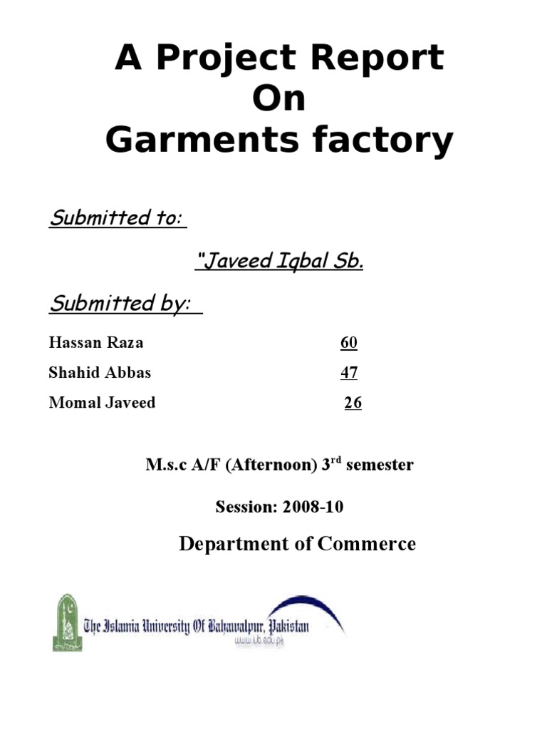 Garment Factory Project Report Overview | PDF | Cotton | Clothing