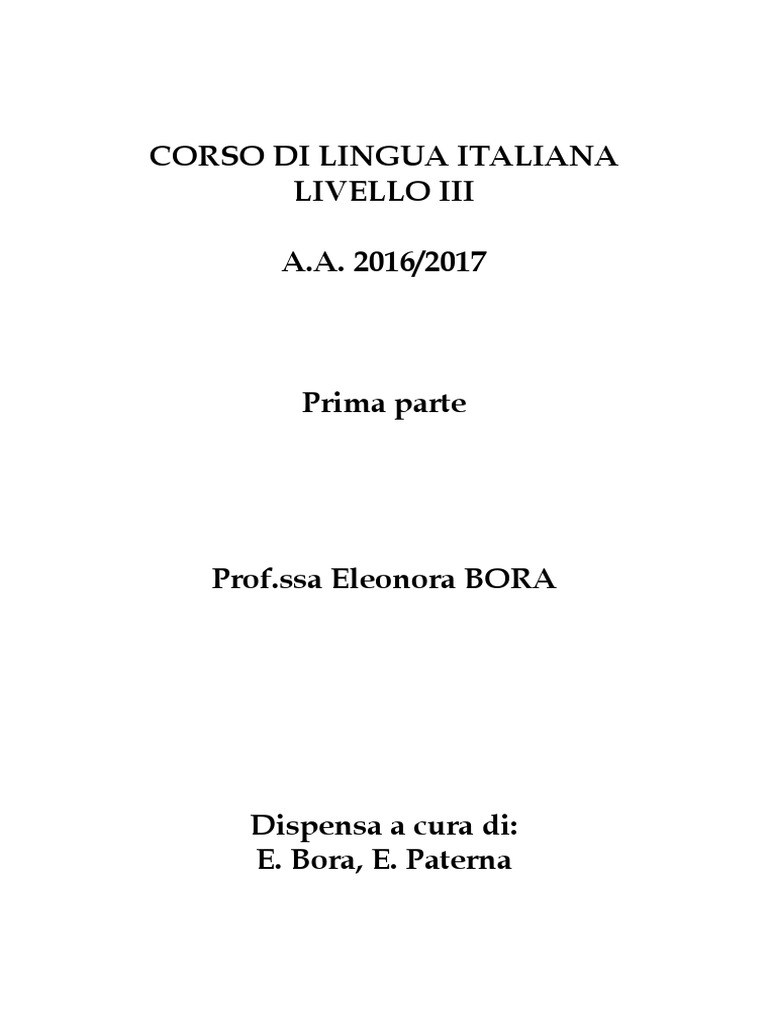 Dispensa Di Lingua Italiana Livello III 25.10.2016 | PDF, image size:768x1024