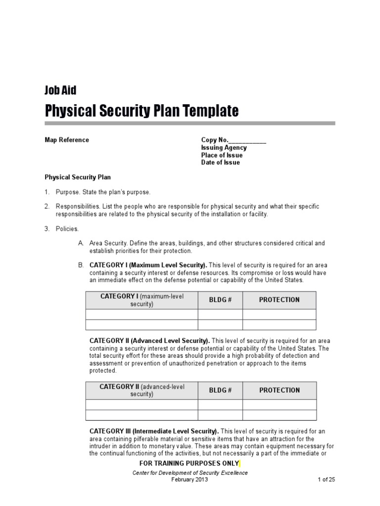 Physical Security Plan Template: Job Aid | PDF | Technology & Engineering