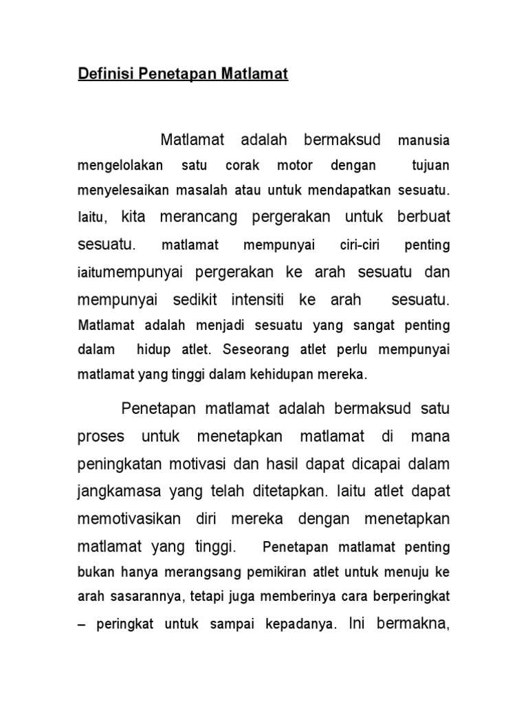 Definisi dan Pentingnya Matlamat | PDF