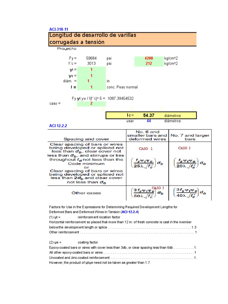 Longitud de Desarrollo Aci31811 PDF Construction Aggregate Concrete