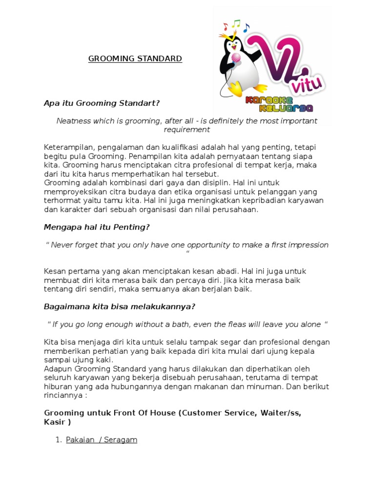 Grooming Standard | PDF | Karier & Perkembangan | Pengembangan Diri