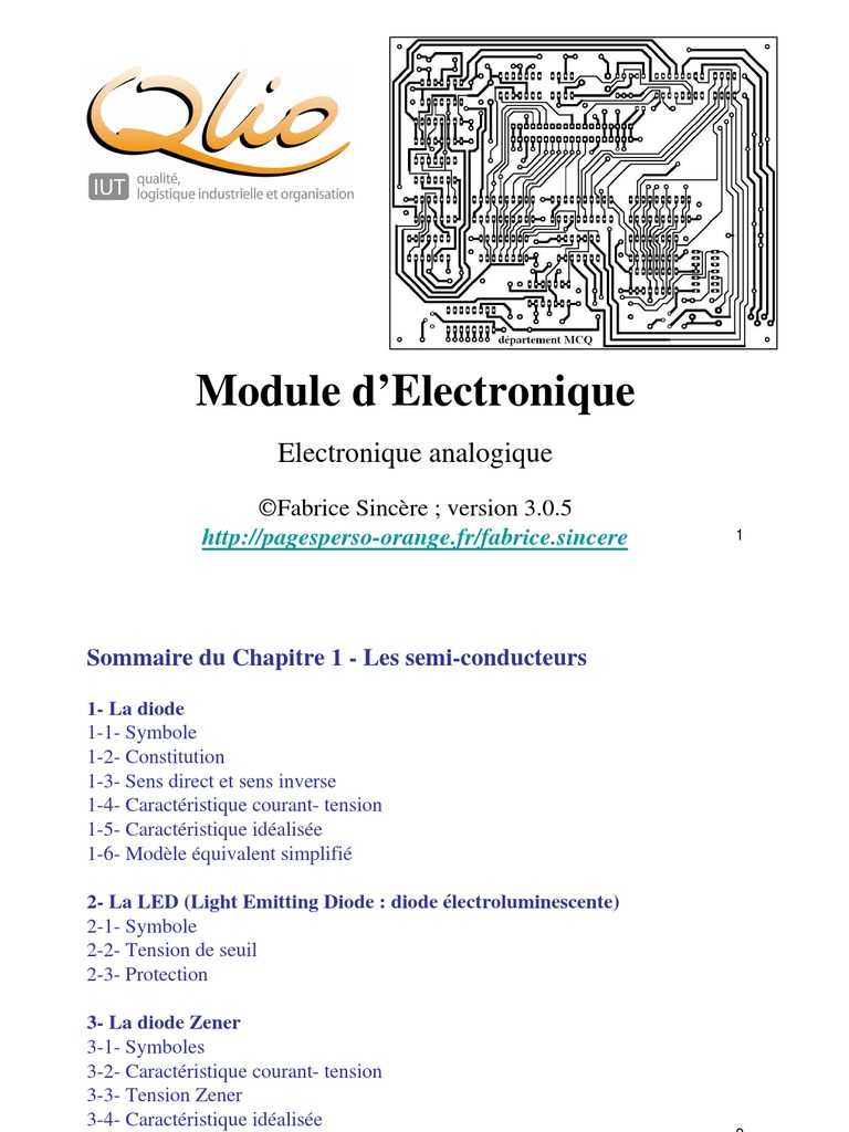 Cours Electronique Analogique Ch1 SemiConducteur PDF Transistor