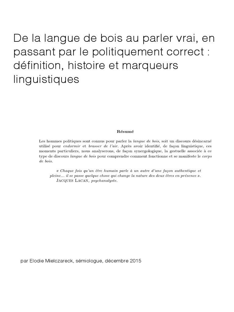 De la langue de bois au parler vrai, en passant par le politiquement