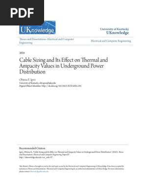 Cable Sizing And Its Effect On Thermal And Ampacity Values