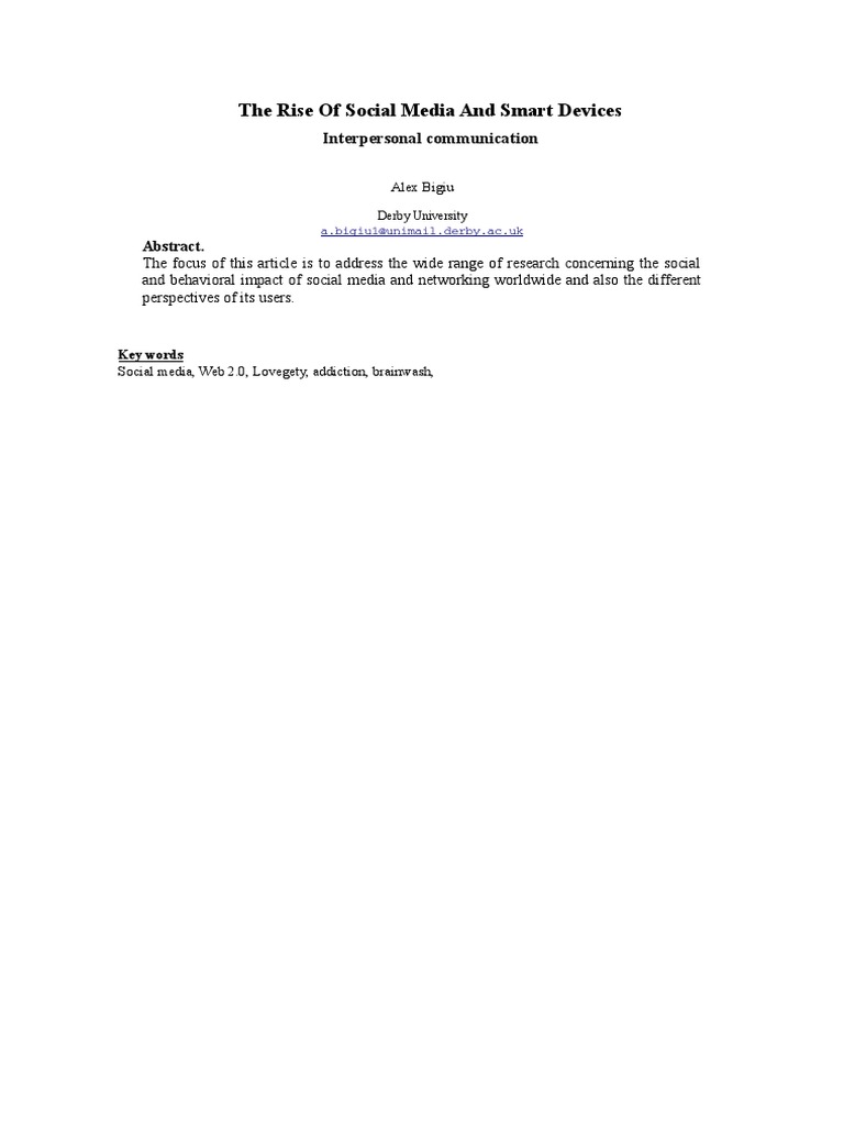 Social Media's Impact on Youth Behavior | PDF | Social Media | Popular ...