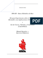 Kit para Experiencias Sobre El Teorema Bernoulli y Sus Implicaciones (Cód.939411) y Set de Curvas, Válvulas y Conexiones (Cód.939423) - Manual Operativo
