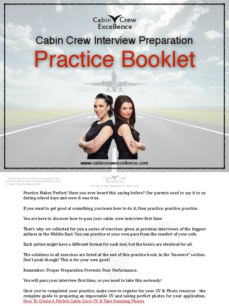 Cabin Crew Interview Preparation Practice Booklet Cabin Crew