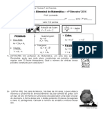 Prova Mensal 2º Ano 4º Bim 2016