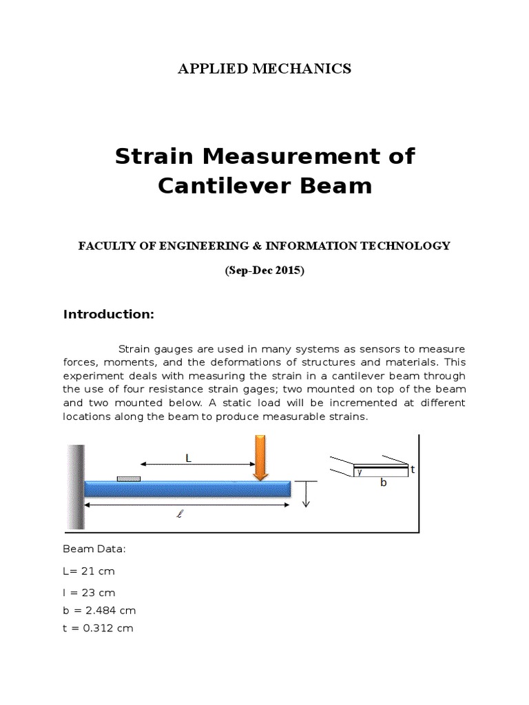 Strain Measurement of Cantilever Beam Viga (Estructura) Inclinarse