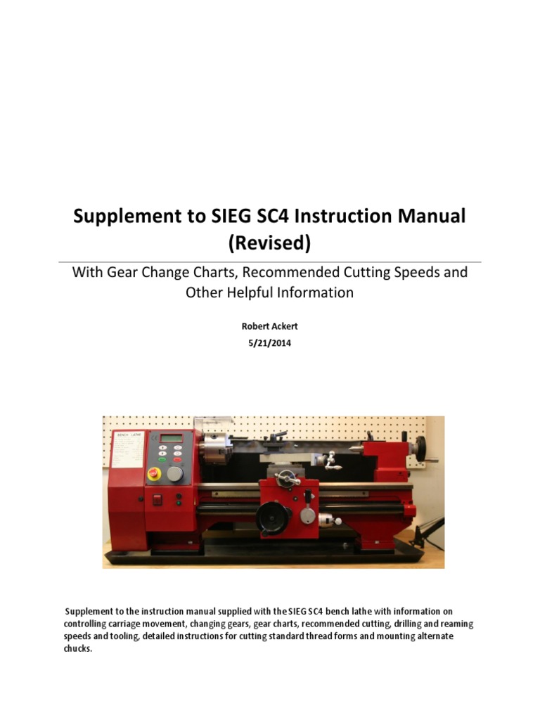 Bob Ackert's SIEG SC4 Manual | PDF | Gear | Screw
