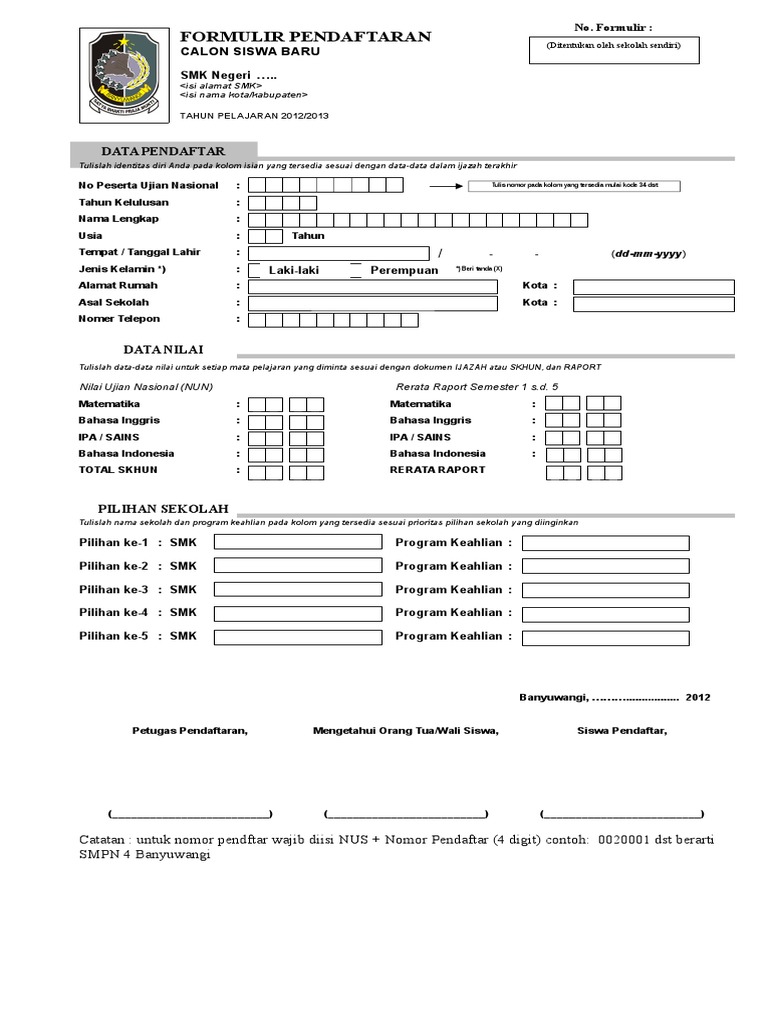 Smk Psb Formulir Pendaftaran