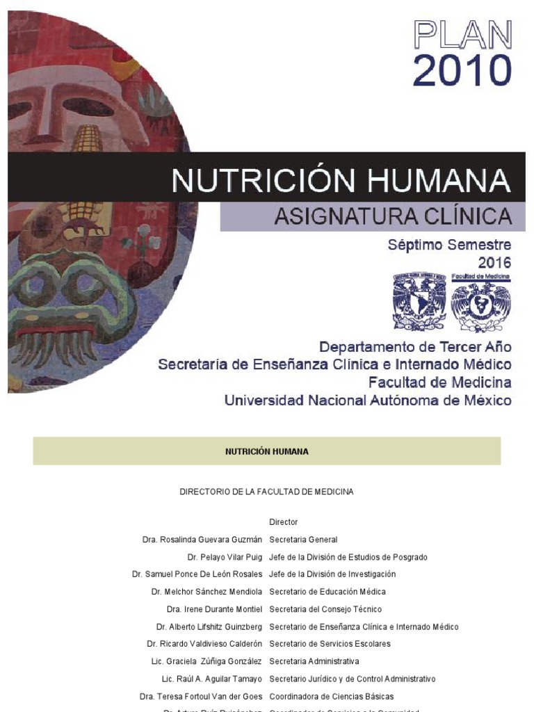 Plan de Estudios Facmed Unam Nutricion Humana | PDF | Maestros ...