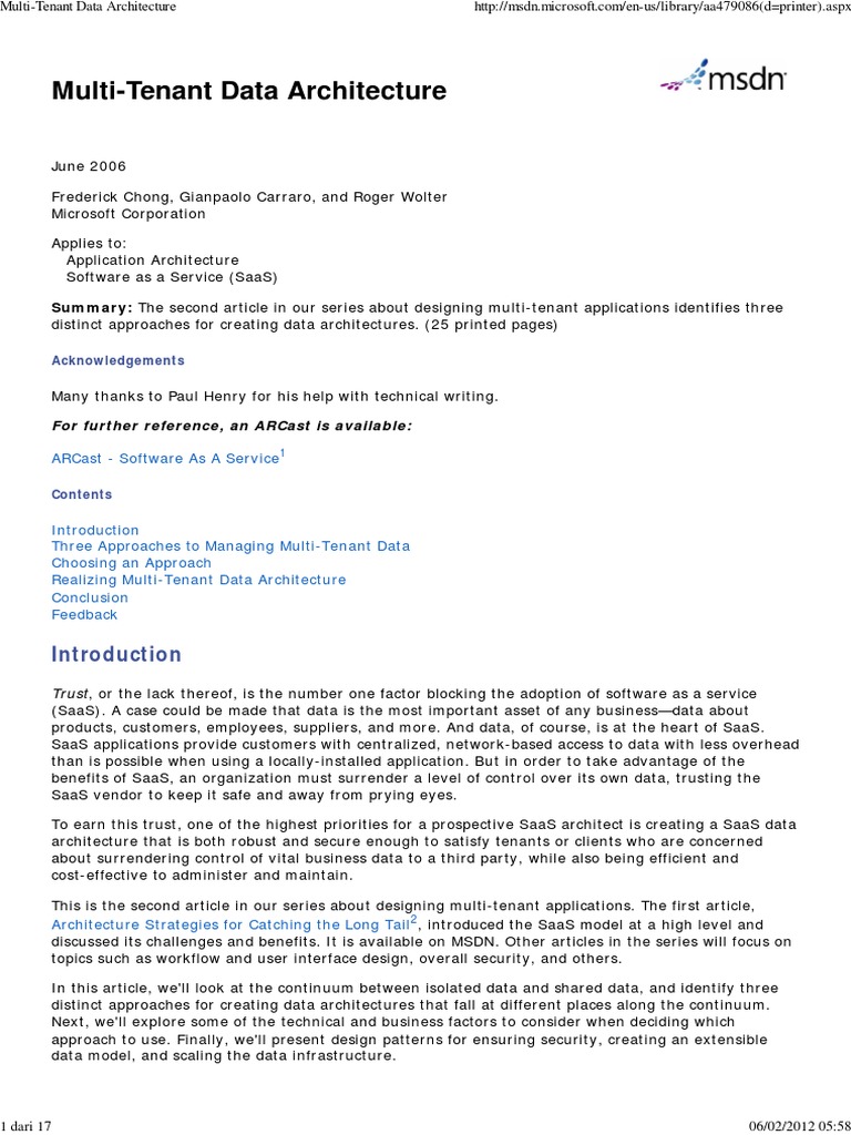 Multi-Tenant Data Architecture | PDF | Public Key Cryptography | Key ...