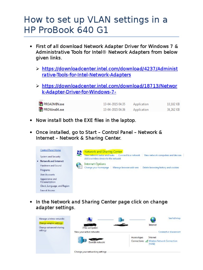 How To Set Up VLAN Settings in A HP ProBook 640 G1 | PDF | Computers ...