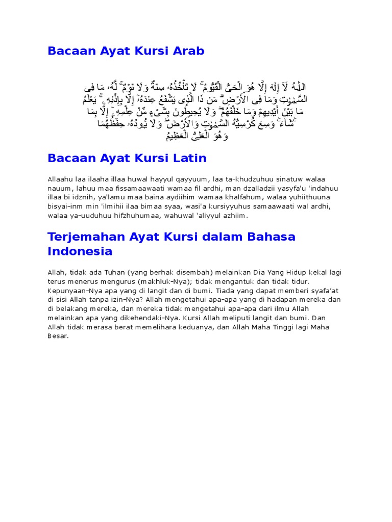 Surah Kursi Dalam Bahasa Rumi : Kemudian berapa jumlah keseluruhan ayatnya?