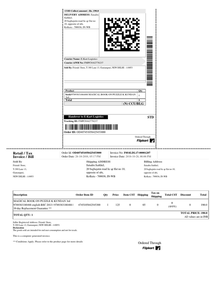 Flipkart Labels Invoice Market (Economics)