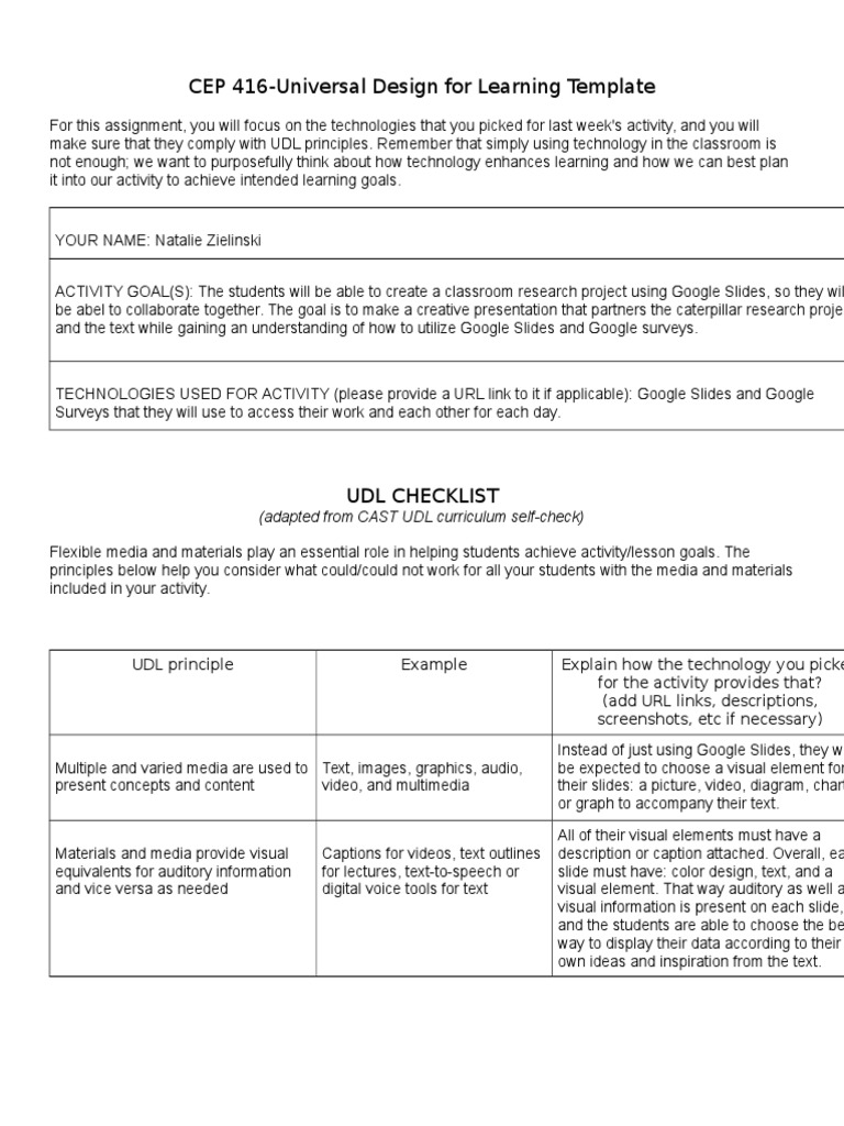 Udl Lesson Plans Worksheets Teaching Resources Tpt