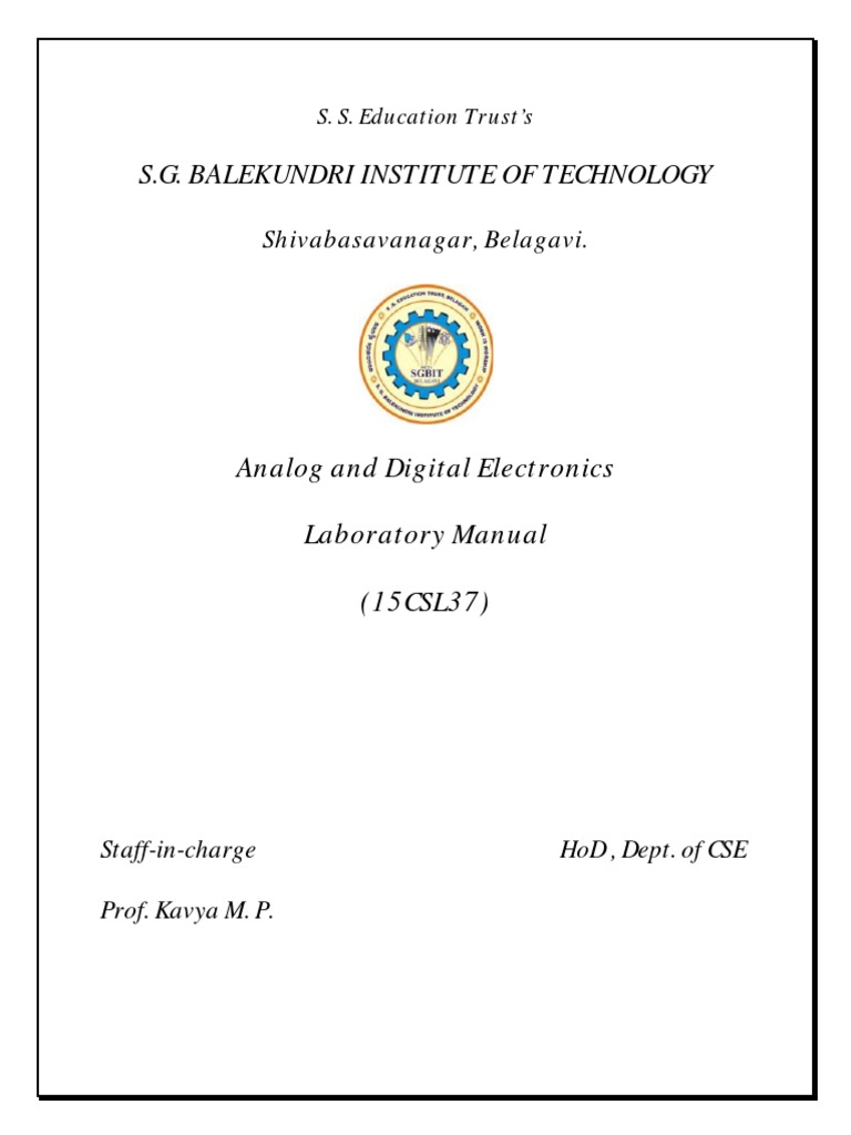 Analog and Digital Electronics Lab Manual | PDF | Amplifier ...