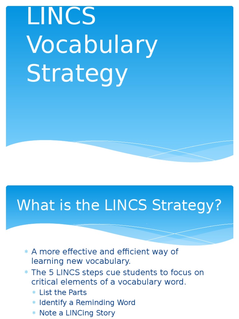 LINCS Vocabulary Learning Strategy | PDF | Vocabulary | Psychological ...