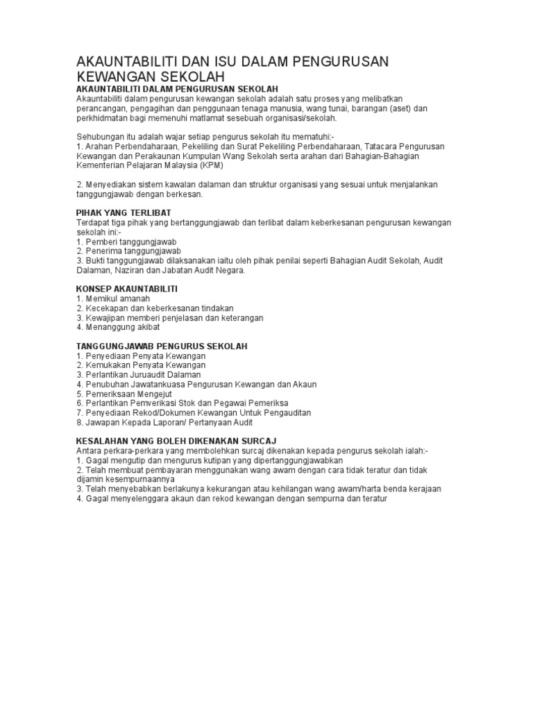 Laporan Audit Dalaman Sekolah - Audit Kinerja