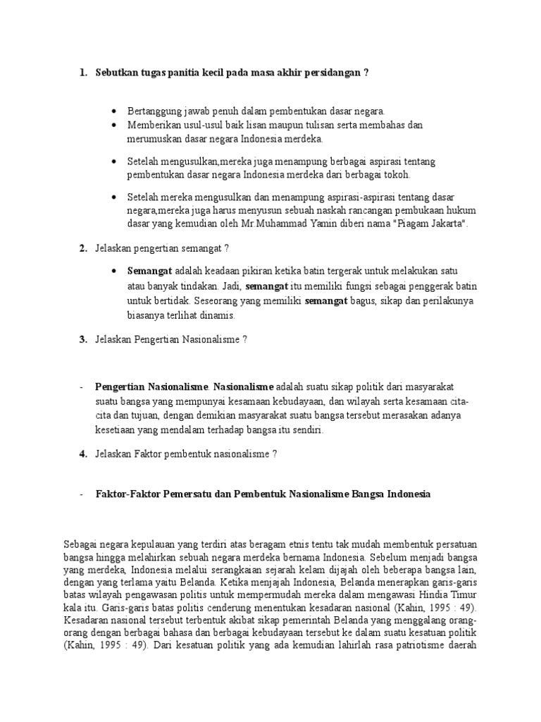 Tugas Dari Keanggotaan Panitia Sembilan Yang Dibentuk Bpupki Pdf