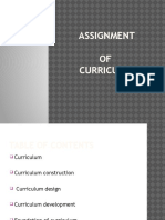 Assignment OF Curriculum