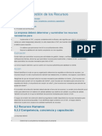 Sección 6: Gestión de Los Recursos: La Empresa Deberá Determinar y Suministrar Los Recursos Necesarios para