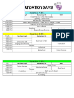 Foundation Days 2016 Schedule