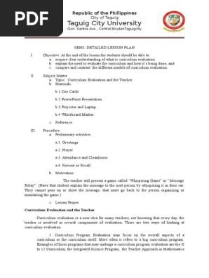 Curriculum Evaluation and the Teacher