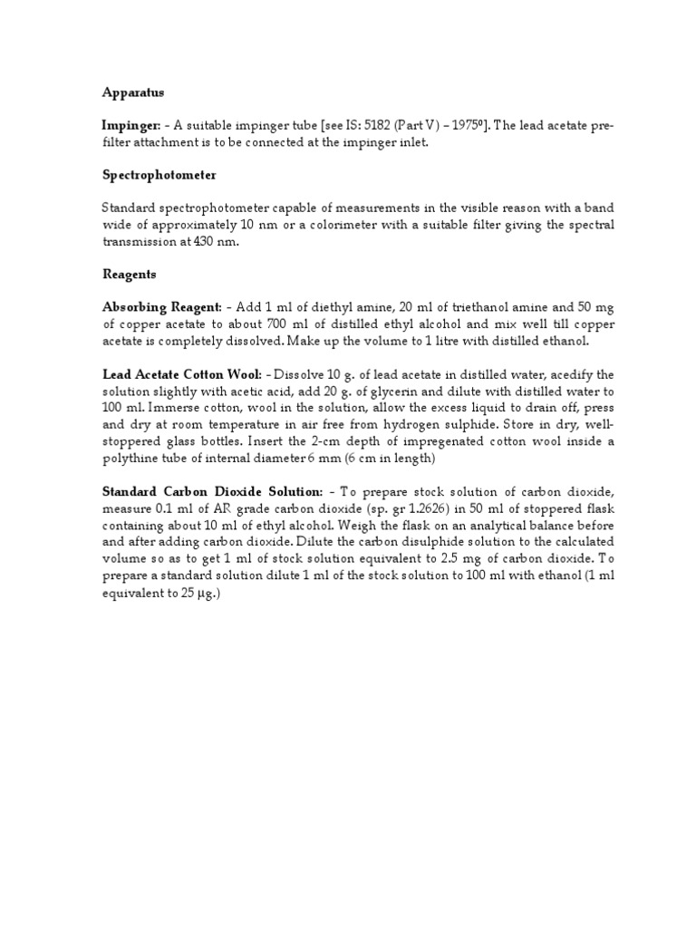 Lead Acetate Cotton Wool PDF Ethanol Litre