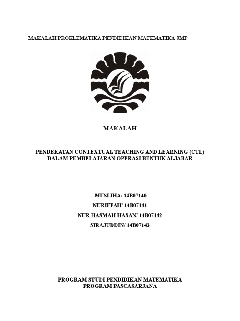 Makalah Problematika Pendidikan Matematika Smp