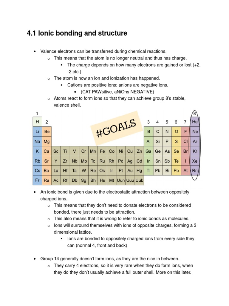 4.1 Ionic Bonding and Structure | PDF | Language Arts & Discipline ...