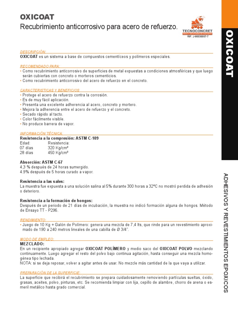 Recubrimiento OXICOAT para acero anticorrosivo | PDF | Revestimiento ...