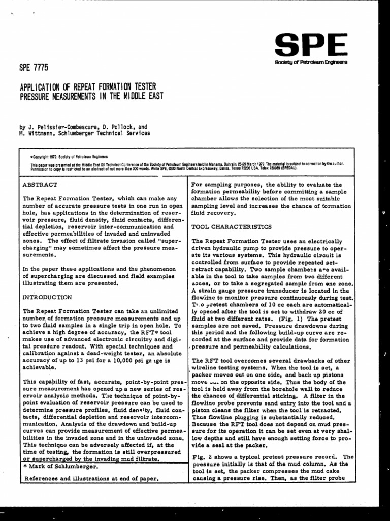 Applications of Repeat Formation Tester Pressure Measurements in the ...