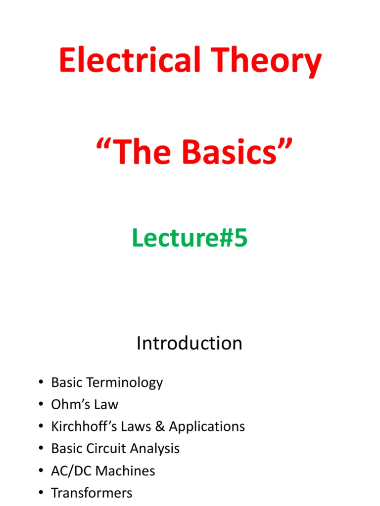 Basic Electrical Theory Pdf Electromagnetic Induction Electric