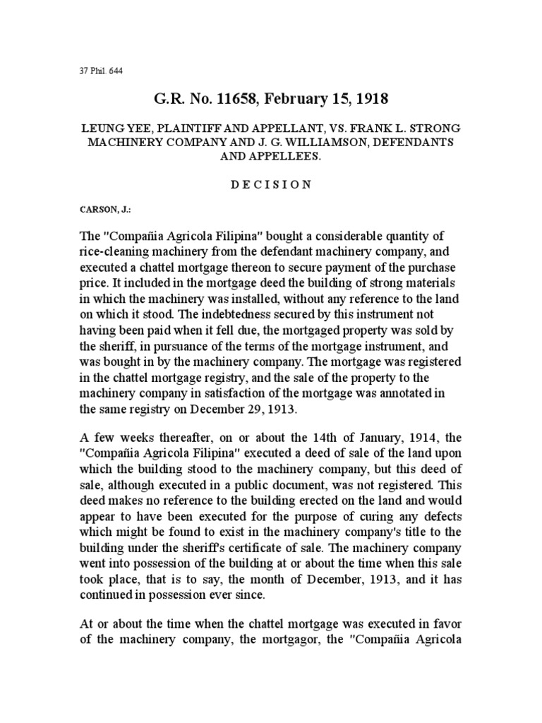 Immovable and Movable Property Cases Mortgage Law Property