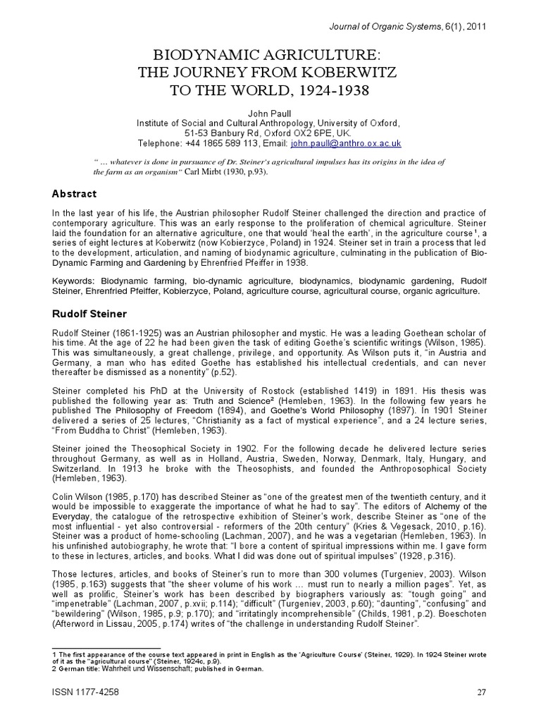 Biodynamic Agriculture | PDF | Rudolf Steiner | Agriculture