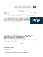 9º Ano 6º Teste Matemática Gobal (08-09) Prof TM